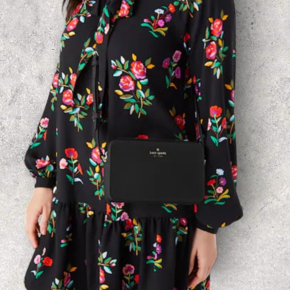 Kate Spade Sienna Refined Grain Leather Crossbody - Black - NWT - Picture 6 of 9